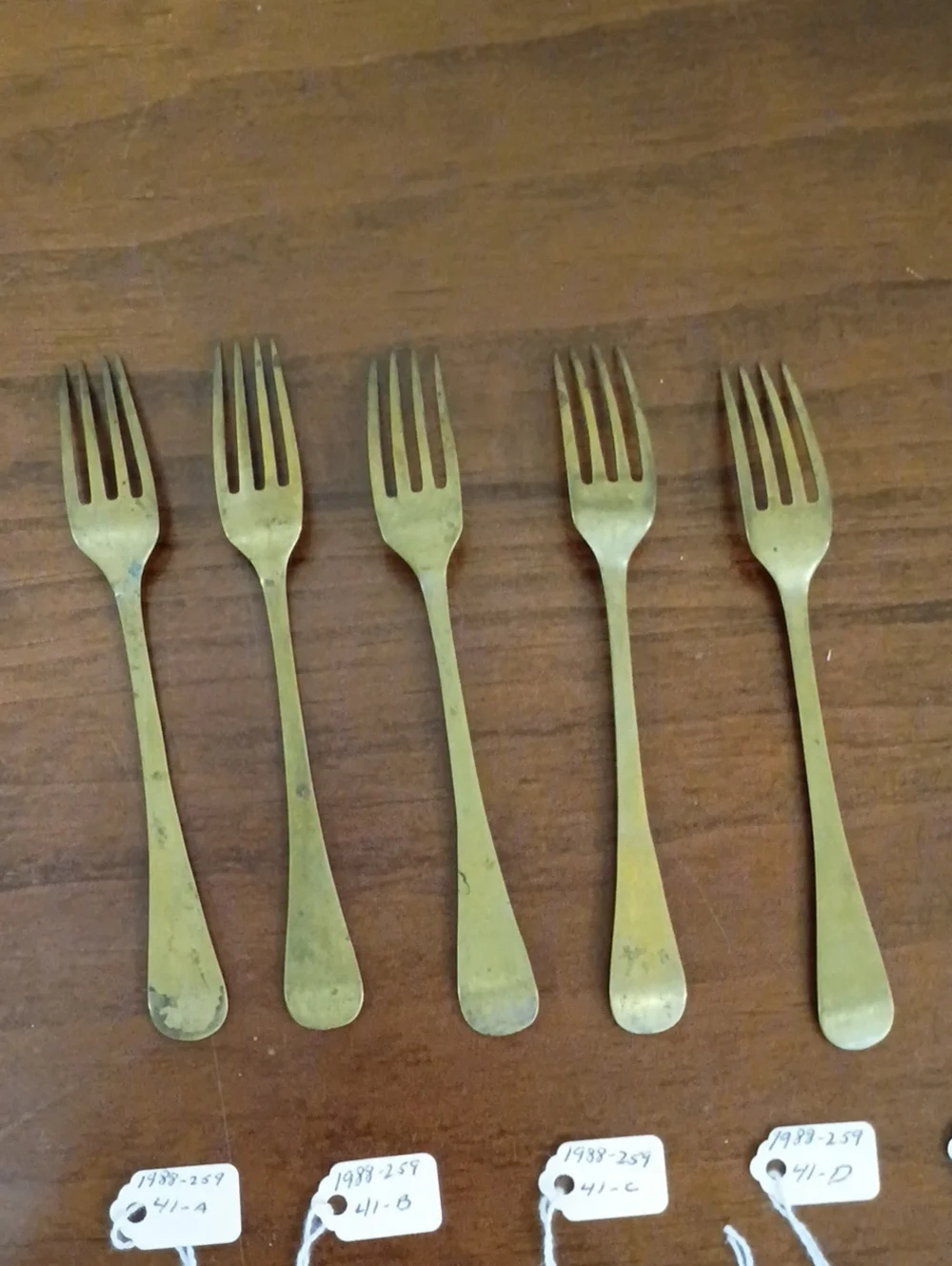 Brass Dessert Forks, Set Of 5 - Vintage!